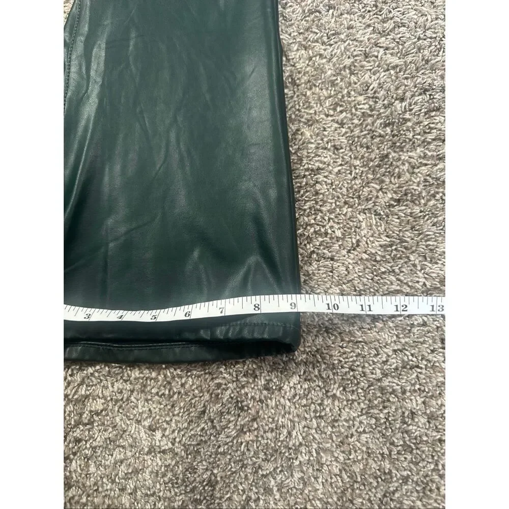 American Eagle Stretch Vegan Leather Green Super High-Waisted Kick Boot Pant 12